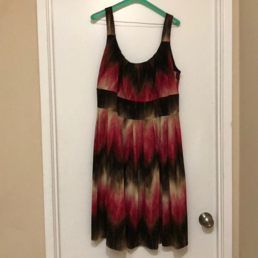 Plus size dress- brown, fuchsia, tan